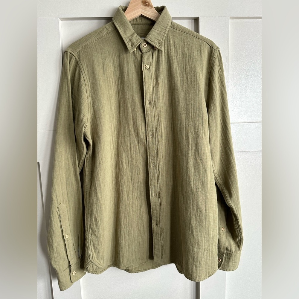Zara Olive Green Men's Button Down Cotton Shirt